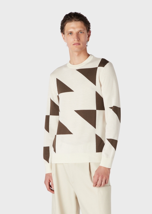 Suéter bicolor de lã