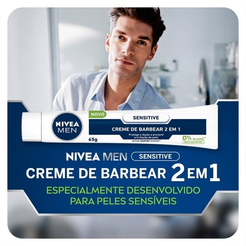 NIVEA MEN CREME DE BARBEAR SENSITIVE 2 EM 1 65G