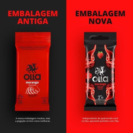 PRESERVATIVO CAMISINHA OLLA SABOR MORANGO - 6 UNIDADES