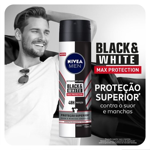 NIVEA ANTITRANSPIRANTE AERO B&W MAXIMA PROTEÇÃO MASC 150ML