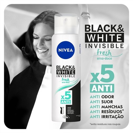 NIVEA DESODORANTE ANTITRANSPIRANTE AEROSOL INVISIBLE BLACK & WHITE FRESH 150ML
