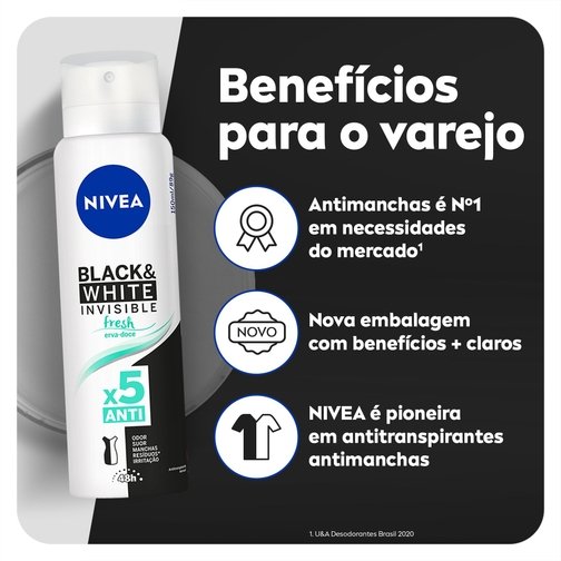 NIVEA DESODORANTE ANTITRANSPIRANTE AEROSOL INVISIBLE BLACK & WHITE FRESH 150ML