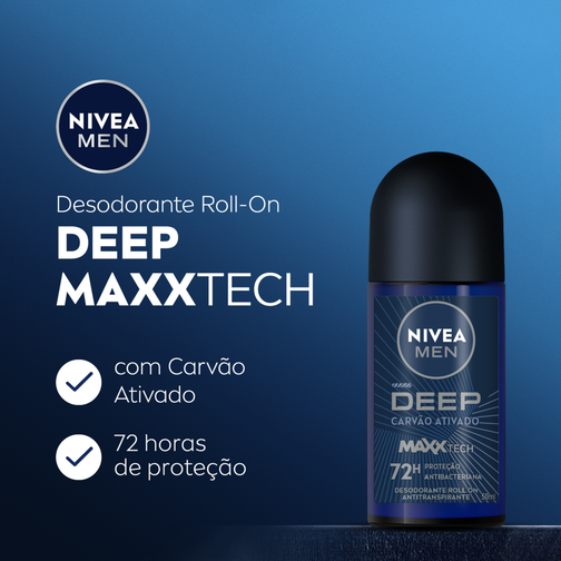 NIVEA MEN ANTITRANSPIRANTE ROLL-ON DEEP MAXXTECH CARVÃO ATIVADO 50ML