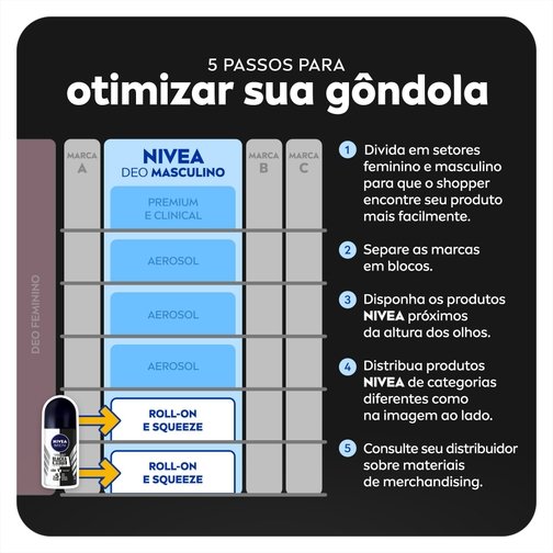 NIVEA MEN DESODORANTE ANTITRANSPIRANTE ROLL ON INVISIBLE FOR BLACK & WHITE 50ML