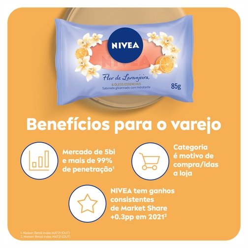 NIVEA SABONETE EM BARRA FLOR DE LARANJEIRA & ÓLEOS ESSENCIAIS 85G