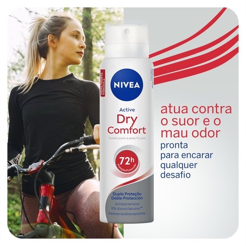 PACK ANTITRANSPIRANTE AEROSSOL 48H NIVEA DRY COMFORT ACTIVE 2 UNIDADES 150ML CADA LEVE MAIS PAGUE MENOS