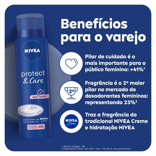 PACK ANTITRANSPIRANTE AEROSSOL PROTECT & CARE 48H NIVEA 2 UNIDADES 150ML CADA LEVE MAIS PAGUE MENOS