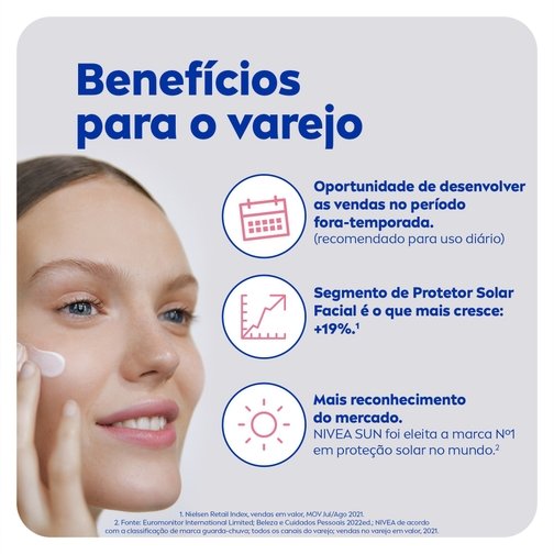 NIVEA SUN PROTETOR SOLAR FACIAL TRIPLA PROTEÇÃO LOÇÃO PELE RADIANTE FPS50 40ML