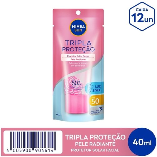 NIVEA SUN PROTETOR SOLAR FACIAL TRIPLA PROTEÇÃO LOÇÃO PELE RADIANTE FPS50 40ML