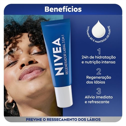 NIVEA HIDRATANTE LABIAL REGENERADOR 3 EM 1 10G