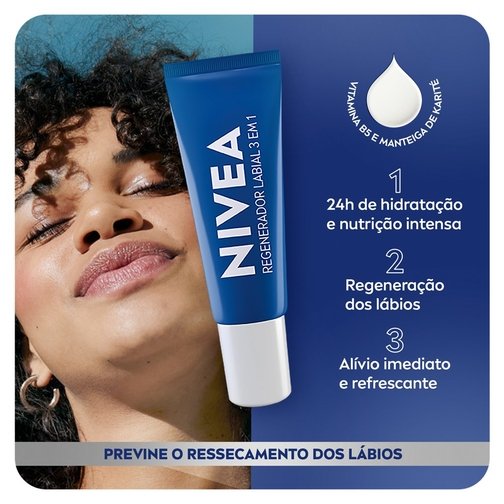 NIVEA HIDRATANTE LABIAL REGENERADOR 3 EM 1 10G