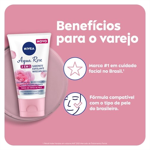 NIVEA SABONETE 3 EM 1 AQUA ROSE 150ML