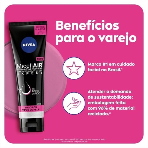 NIVEA SABONETE FACIAL EM GEL MICELLAIR EXPERT 125ML