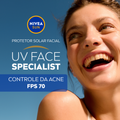 NIVEA SUN PROTETOR SOLAR UV FACE SPECIALIST CONTROLE DA ACNE FPS 70 40ML - COMPLEXO ANTI-ACNE  E MUITA ALTA PROTEÇÃO