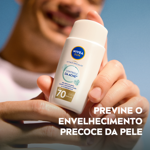 NIVEA SUN PROTETOR SOLAR UV FACE SPECIALIST CONTROLE DA ACNE FPS 70 40ML - COMPLEXO ANTI-ACNE  E MUITA ALTA PROTEÇÃO