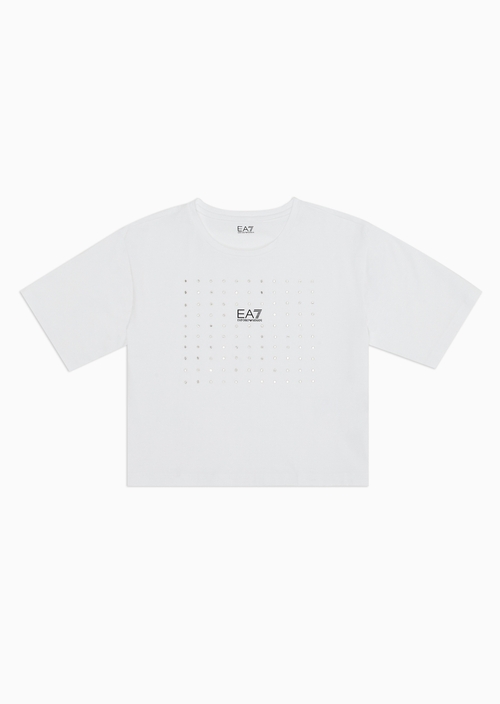 Camiseta cropped Logo Series com strass