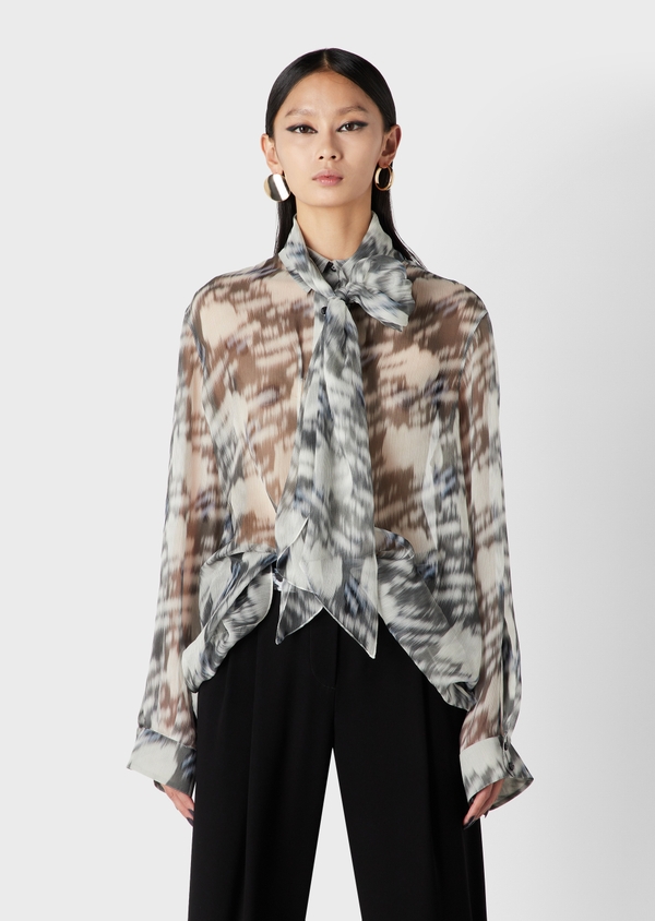 Camisa de seda estampada feminina cheap
