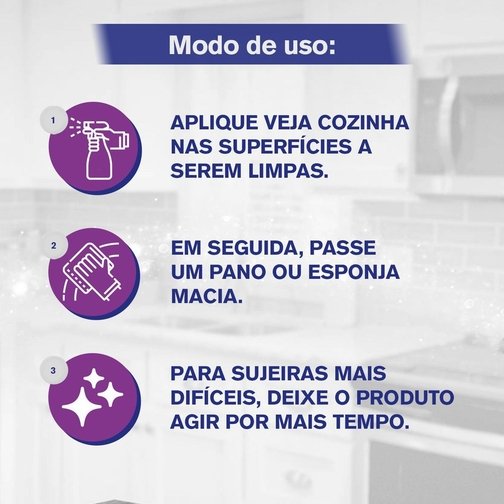 DESENGORDURANTE VEJA COZINHA LAVANDA SPRAY 500ML COM 30% DE DESCONTO