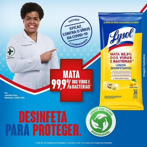 LENÇOS DESINFETANTES LYSOL PODER CÍTRICO 72 UNIDADES