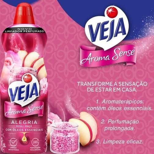 LIMPADOR PERFUMADO VEJA AROMA SENSE ALEGRIA 2L COM ÓLEOS ESSENCIAIS