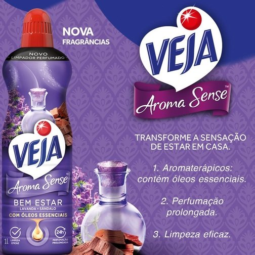 LIMPADOR PERFUMADO VEJA AROMA SENSE BEM ESTAR 500ML COM ÓLEOS ESSENCIAIS