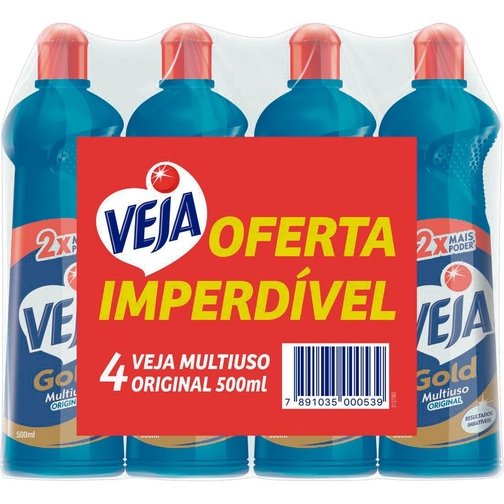 KIT 4 LIMPADORES MULTIUSO VEJA GOLD ORIGINAL 500ML