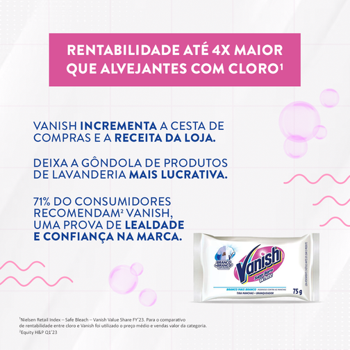 TIRA MANCHAS VANISH BARRA CRYSTAL WHITE ROUPAS BRANCAS 75G