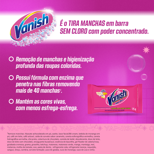TIRA MANCHAS VANISH BARRA MULTI POWER ROUPAS COLORIDAS 75G