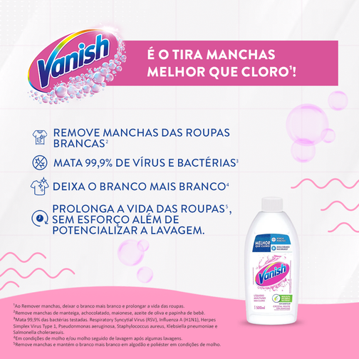 TIRA MANCHAS VANISH GEL CRYSTAL WHITE ROUPAS BRANCAS 500ML