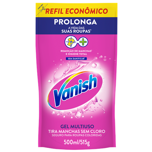 TIRA MANCHAS VANISH GEL MULTIUSO ROUPAS COLORIDAS REFIL ECONÔMICO 500ML