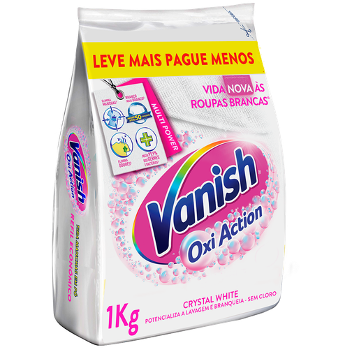 TIRA MANCHAS VANISH PÓ CRYSTAL WHITE ROUPAS BRANCAS 1KG