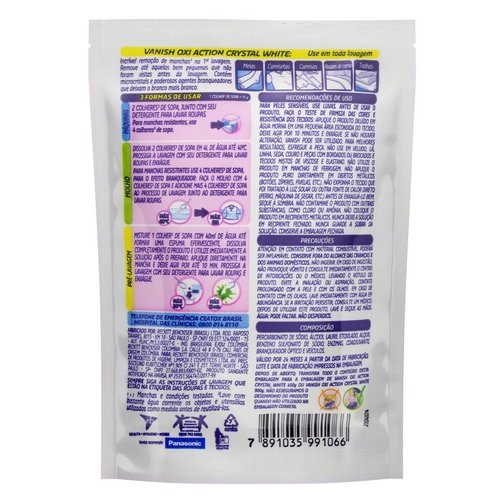 TIRA MANCHAS VANISH PÓ CRYSTAL WHITE ROUPAS BRANCAS 30G