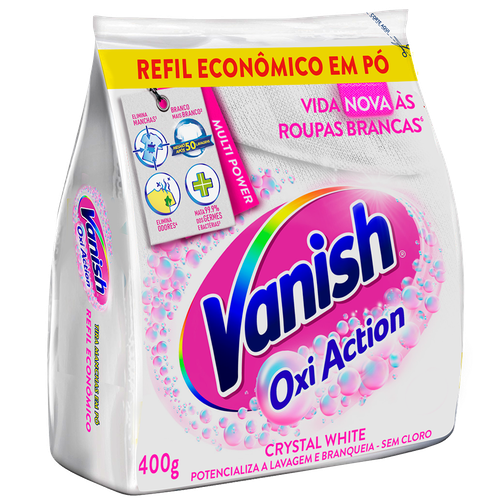 TIRA MANCHAS VANISH PÓ CRYSTAL WHITE ROUPAS BRANCAS 400G