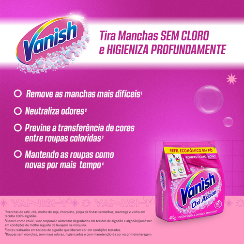 TIRA MANCHAS VANISH PÓ MULTI POWER ROUPAS COLORIDAS 400G