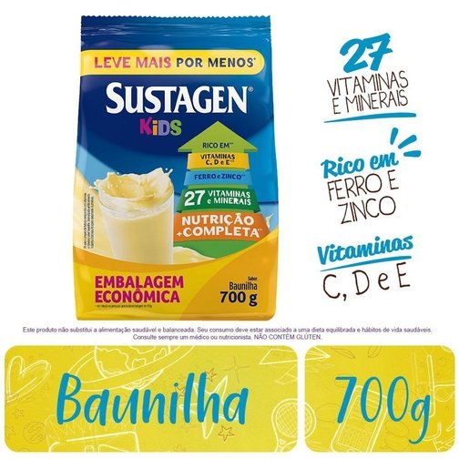 COMPLEMENTO ALIMENTAR SUSTAGEN KIDS SABOR BAUNILHA - SACHÊ 700G