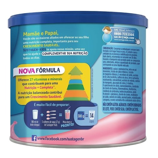 COMPLEMENTO ALIMENTAR SUSTAGEN KIDS SABOR MORANGO