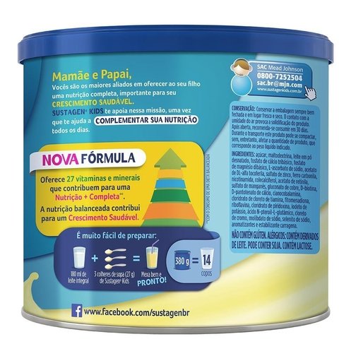 COMPLEMENTO ALIMENTAR SUSTAGEN KIDS SABOR BAUNILHA